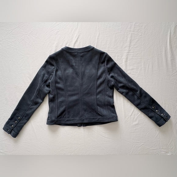 NWOT-Carmen Marc Valvo Faux Suede Women's Slate Blue Pocket Jacket - Picture 2 of 13